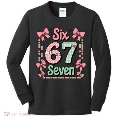 Trendy Six Seven 67 Meme 6-7 Cute Funny Kids Long Sleeve Shirt