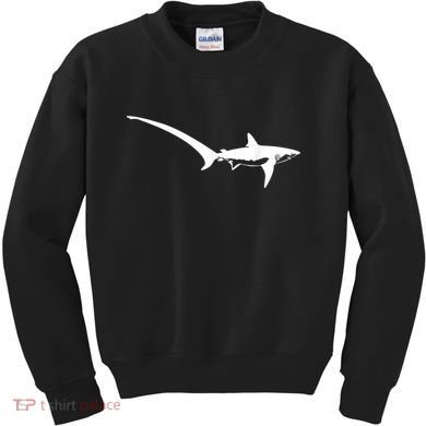 Thresher Shark Silhouette Simple Shark Design Kids Sweatshirt