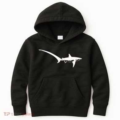 Thresher Shark Silhouette Simple Shark Design Kids Hoodie