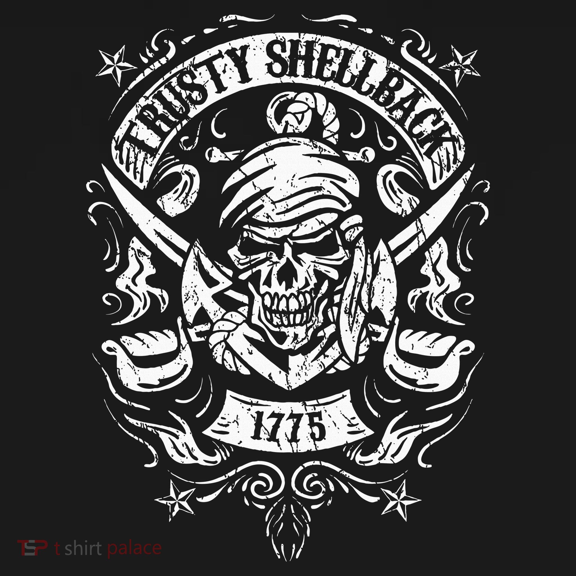 Trusty Shellback Skull And Swords Equator Crossing Naval Art Visor