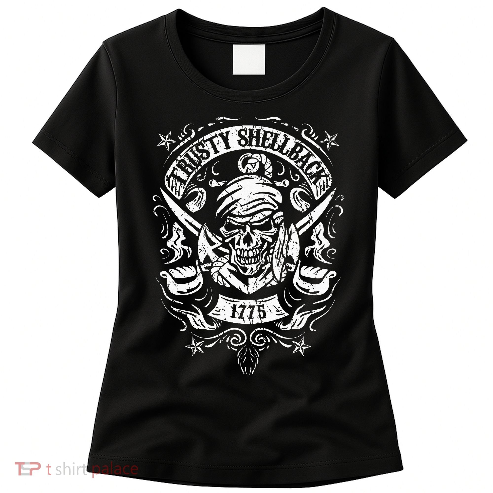 Trusty Shellback Skull And Swords Equator Crossing Naval Art Women's T-Shirt