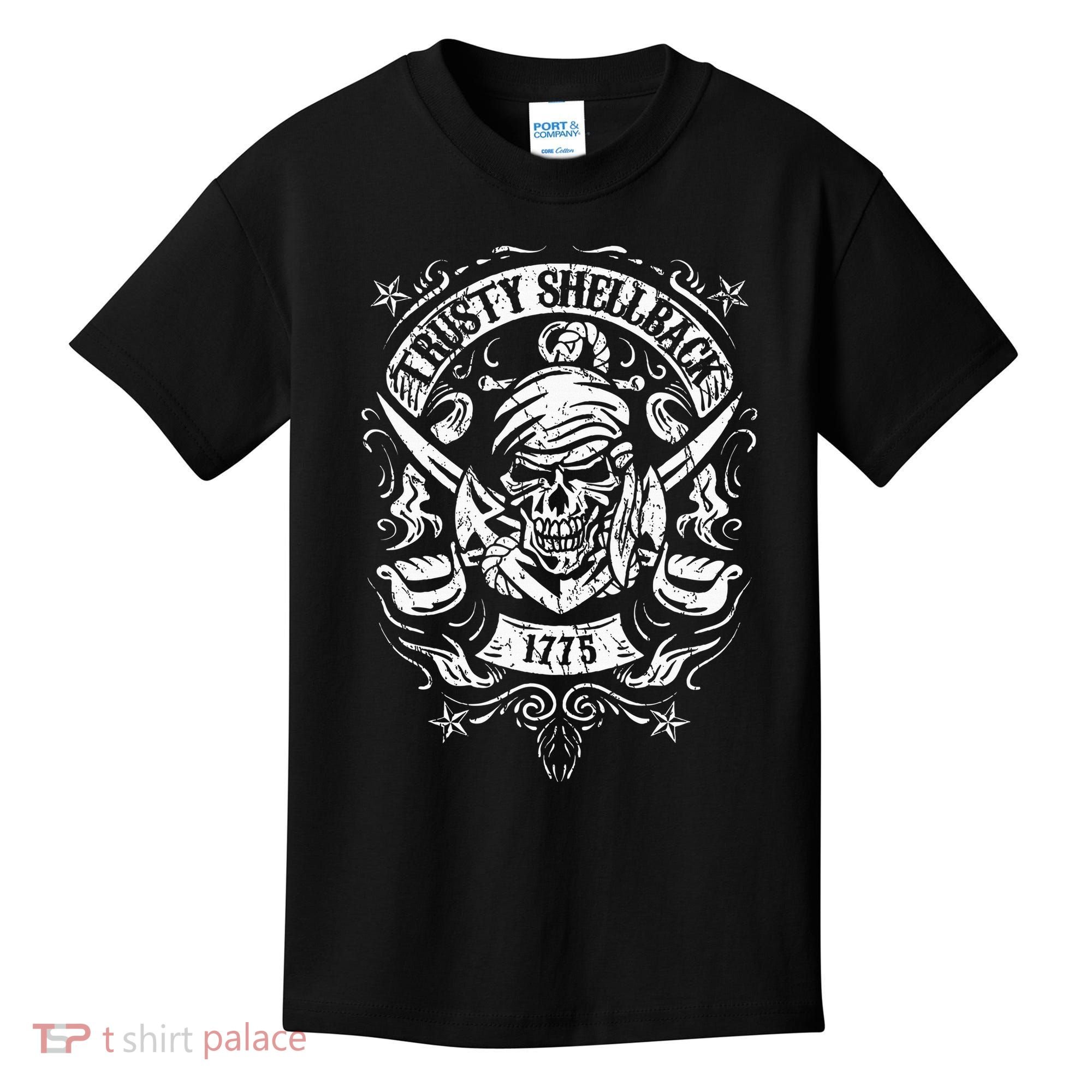 Trusty Shellback Skull And Swords Equator Crossing Naval Art Kids T-Shirt