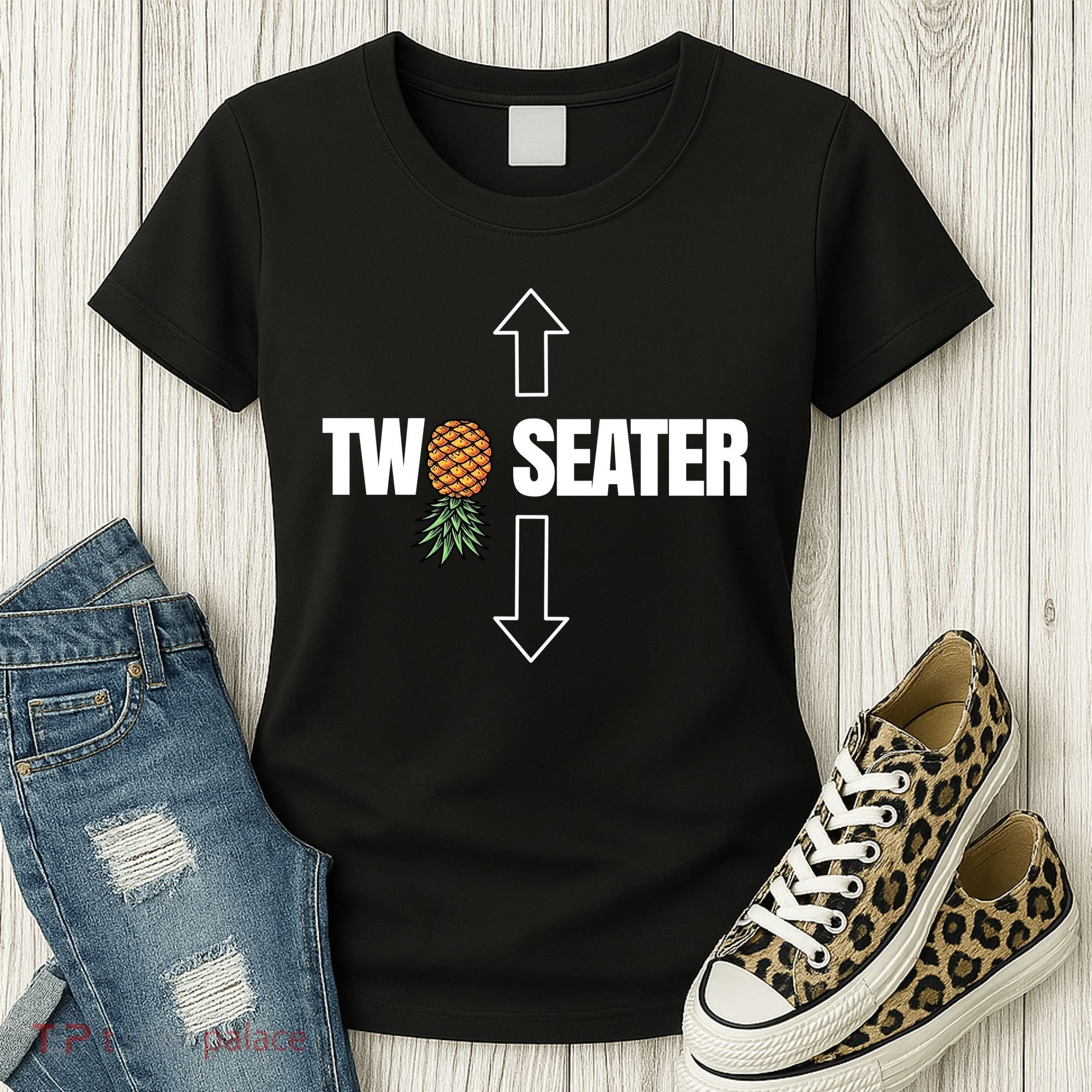 Two Seater Swinger Pineapple Funny Women's T-Shirt