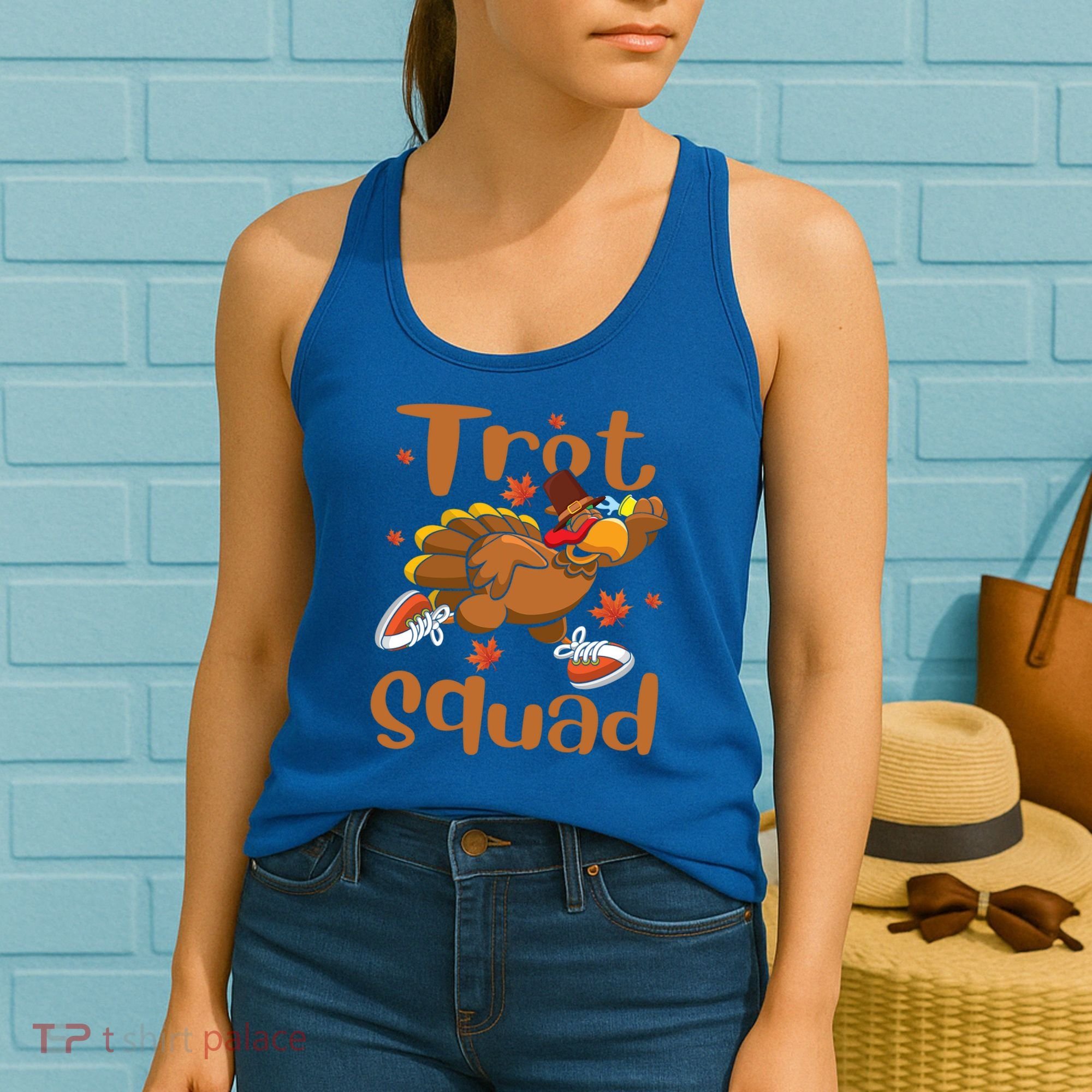 Trot Squad Thanksgiving Turkey Funny Running Turkey Lover Gift Women's Tank Top