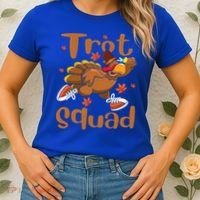 Trot Squad Thanksgiving Turkey Funny Running Turkey Lover Gift Women's T-Shirt thumb 2