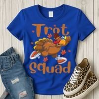 Trot Squad Thanksgiving Turkey Funny Running Turkey Lover Gift Women's T-Shirt thumb 3