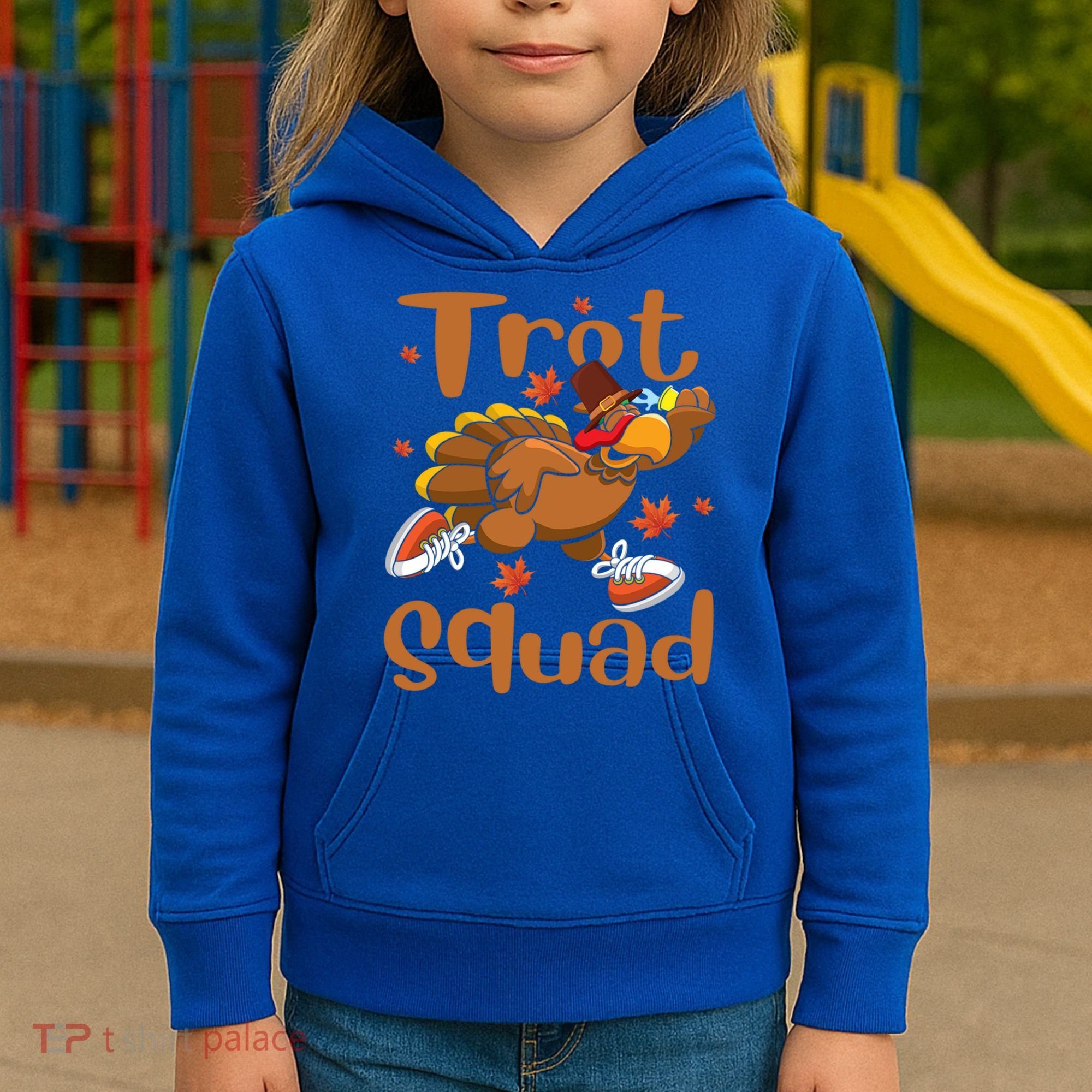 Trot Squad Thanksgiving Turkey Funny Running Turkey Lover Gift Kids Hoodie