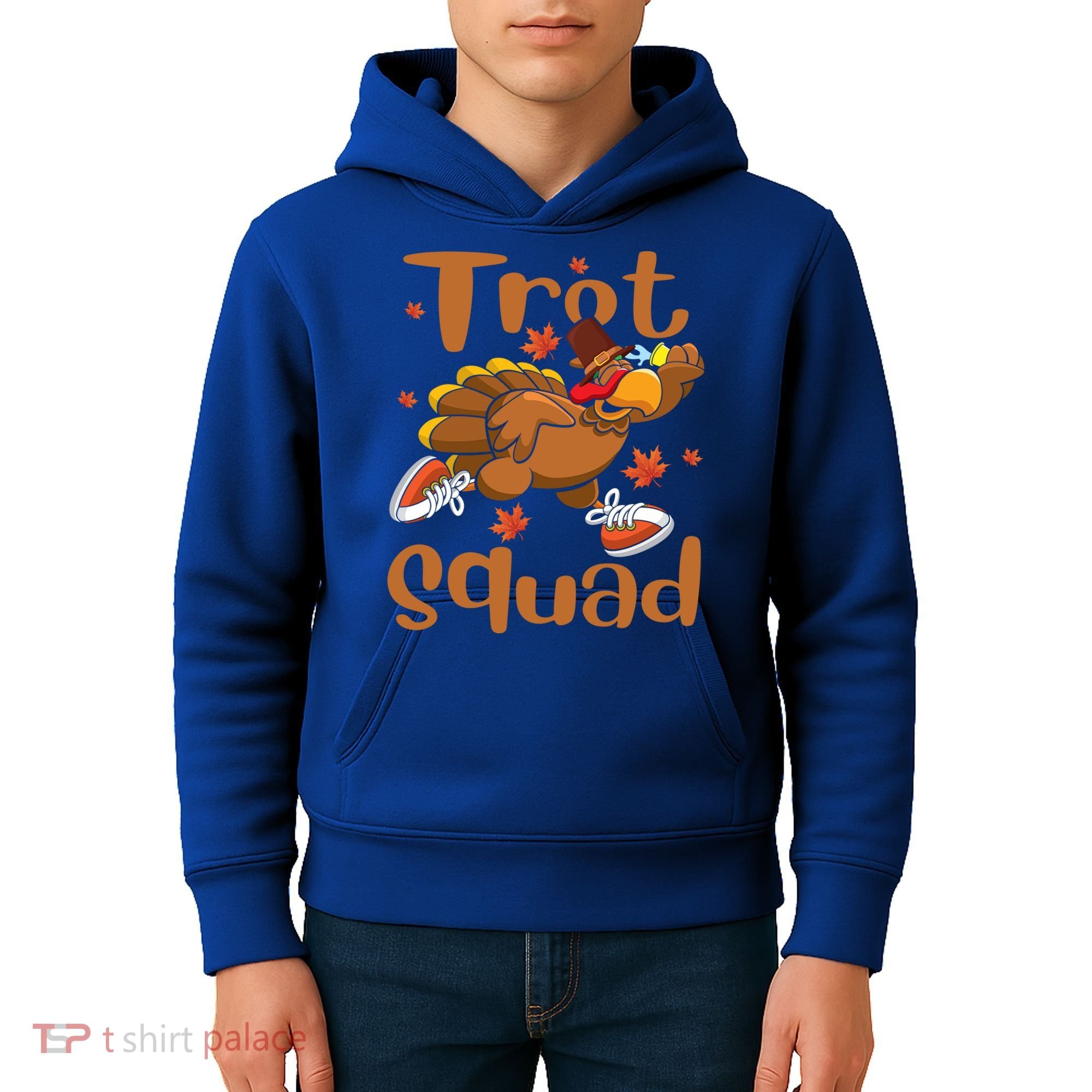 Trot Squad Thanksgiving Turkey Funny Running Turkey Lover Gift Kids Hoodie