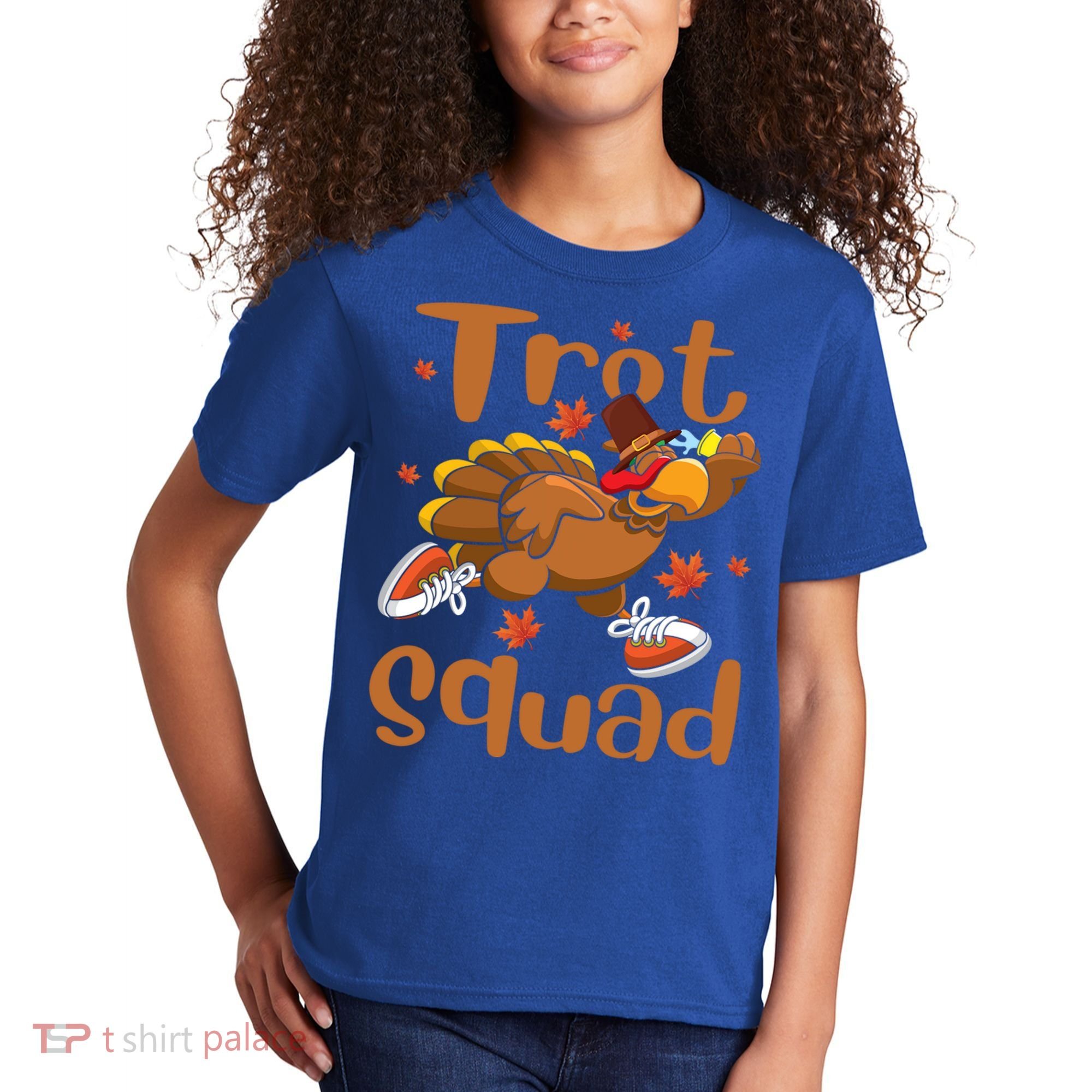 Trot Squad Thanksgiving Turkey Funny Running Turkey Lover Gift Kids T-Shirt