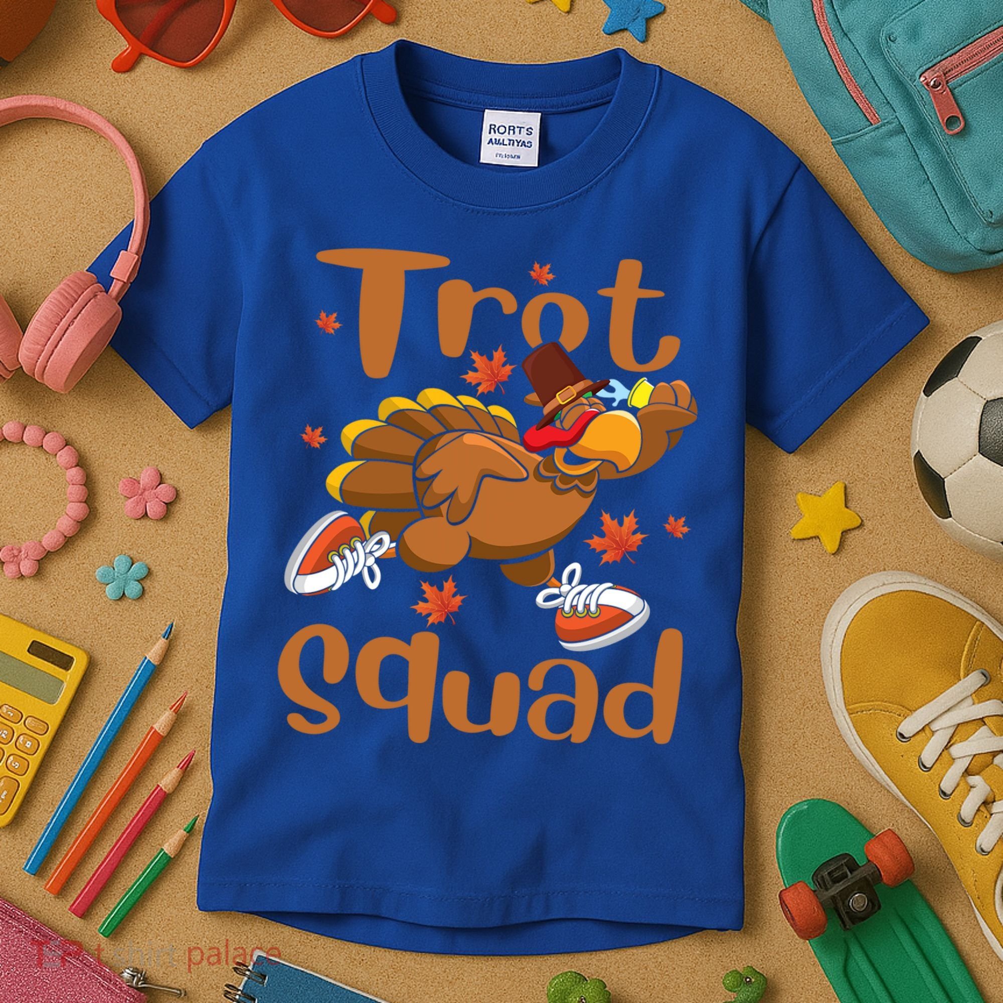 Trot Squad Thanksgiving Turkey Funny Running Turkey Lover Gift Kids T-Shirt