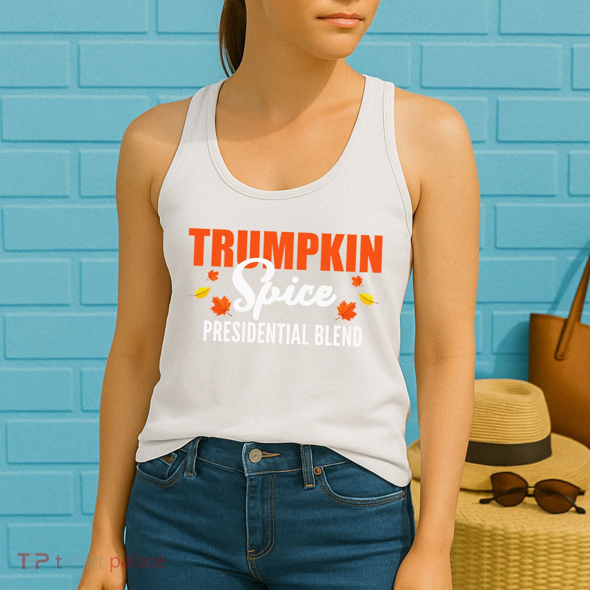 Trumpkin Spice Trump Halloween Thanksgiving Funny Women's Tank Top