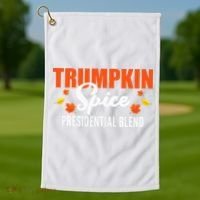 Trumpkin Spice Trump Halloween Thanksgiving Funny Golf Towel thumb 1