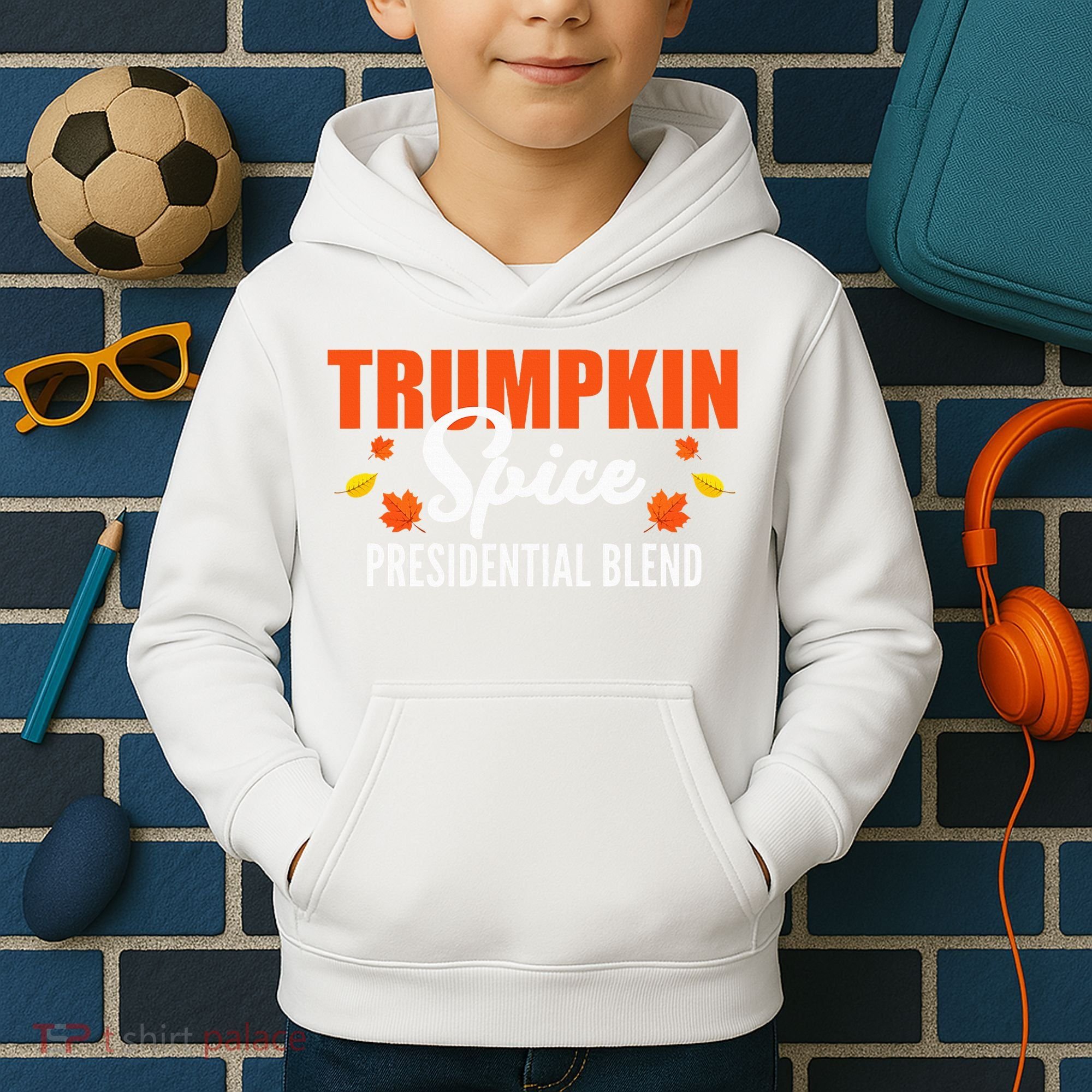 Trumpkin Spice Trump Halloween Thanksgiving Funny Kids Hoodie