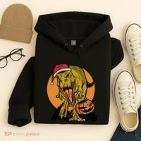 TRex Santa Trick Or Treating Halloween Funny Hoodie thumb 4