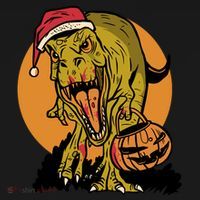TRex Santa Trick Or Treating Halloween Funny Hoodie thumb 7