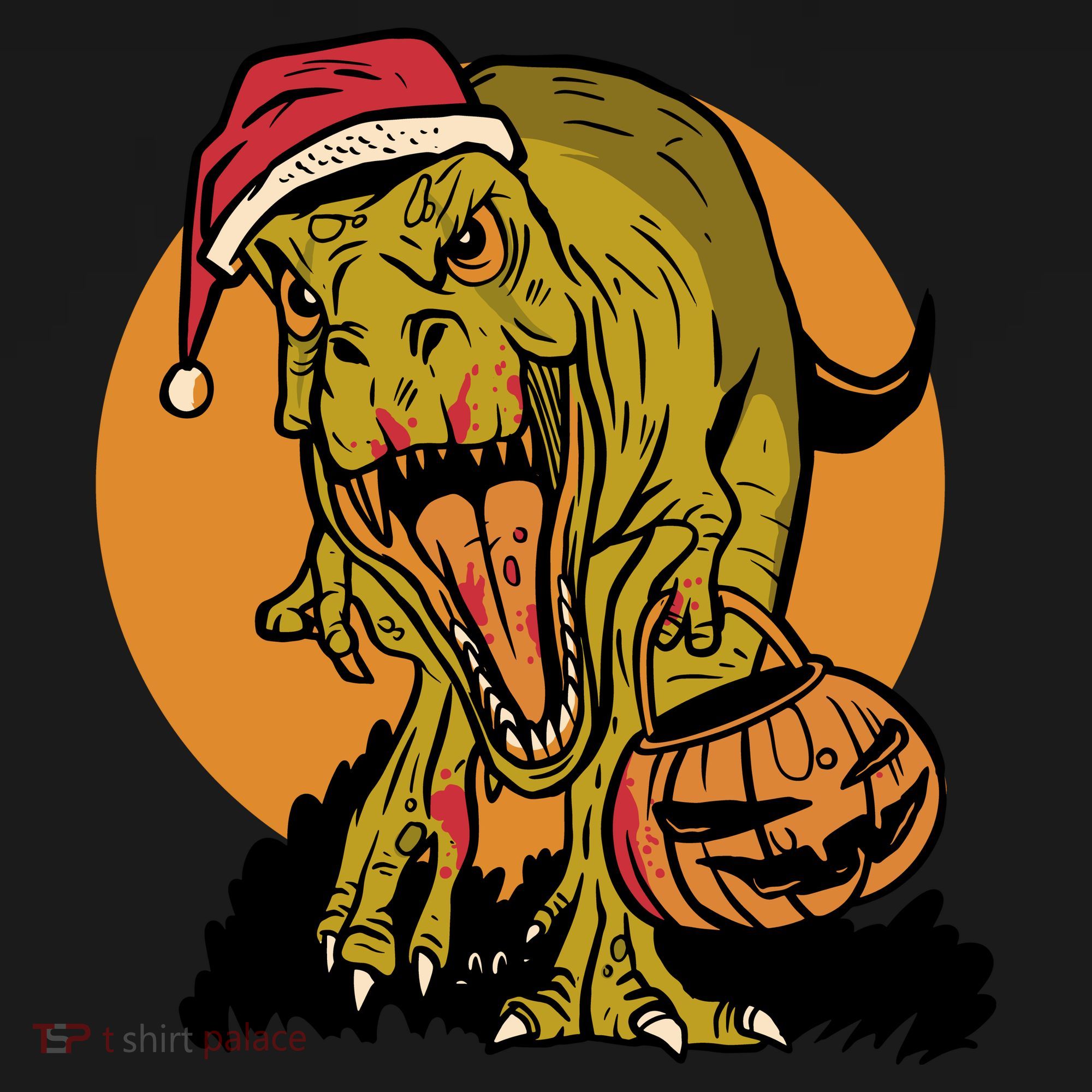 TRex Santa Trick Or Treating Halloween Funny Hoodie