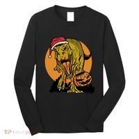 TRex Santa Trick Or Treating Halloween Funny Long Sleeve Shirt thumb 0