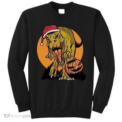 TRex Santa Trick Or Treating Halloween Funny Sweatshirt