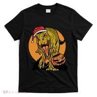 TRex Santa Trick Or Treating Halloween Funny T-Shirt thumb 0