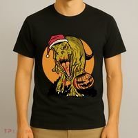 TRex Santa Trick Or Treating Halloween Funny T-Shirt thumb 3