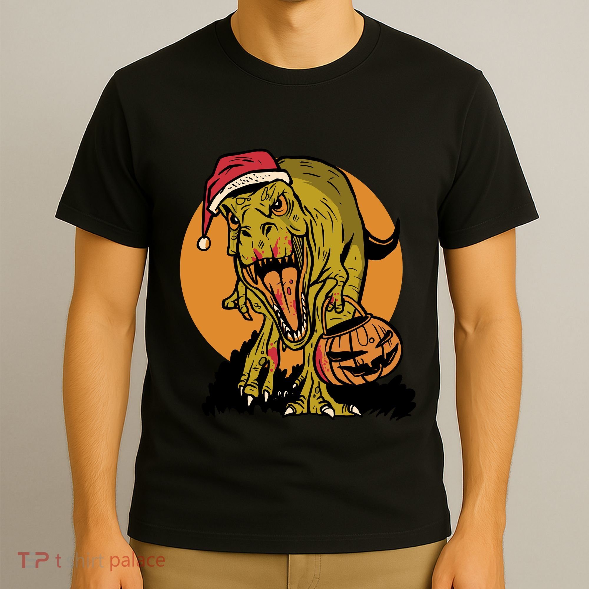 TRex Santa Trick Or Treating Halloween Funny T-Shirt