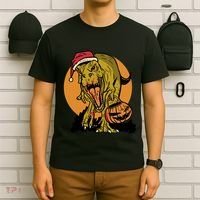 TRex Santa Trick Or Treating Halloween Funny T-Shirt thumb 6