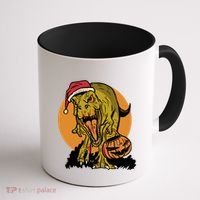 TRex Santa Trick Or Treating Halloween Funny Coffee Mug thumb 1