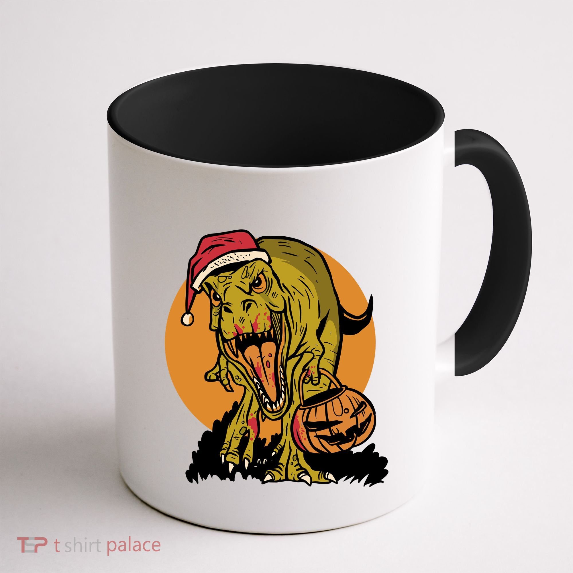 TRex Santa Trick Or Treating Halloween Funny Coffee Mug