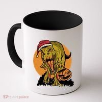TRex Santa Trick Or Treating Halloween Funny Coffee Mug thumb 0