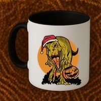 TRex Santa Trick Or Treating Halloween Funny Coffee Mug thumb 2