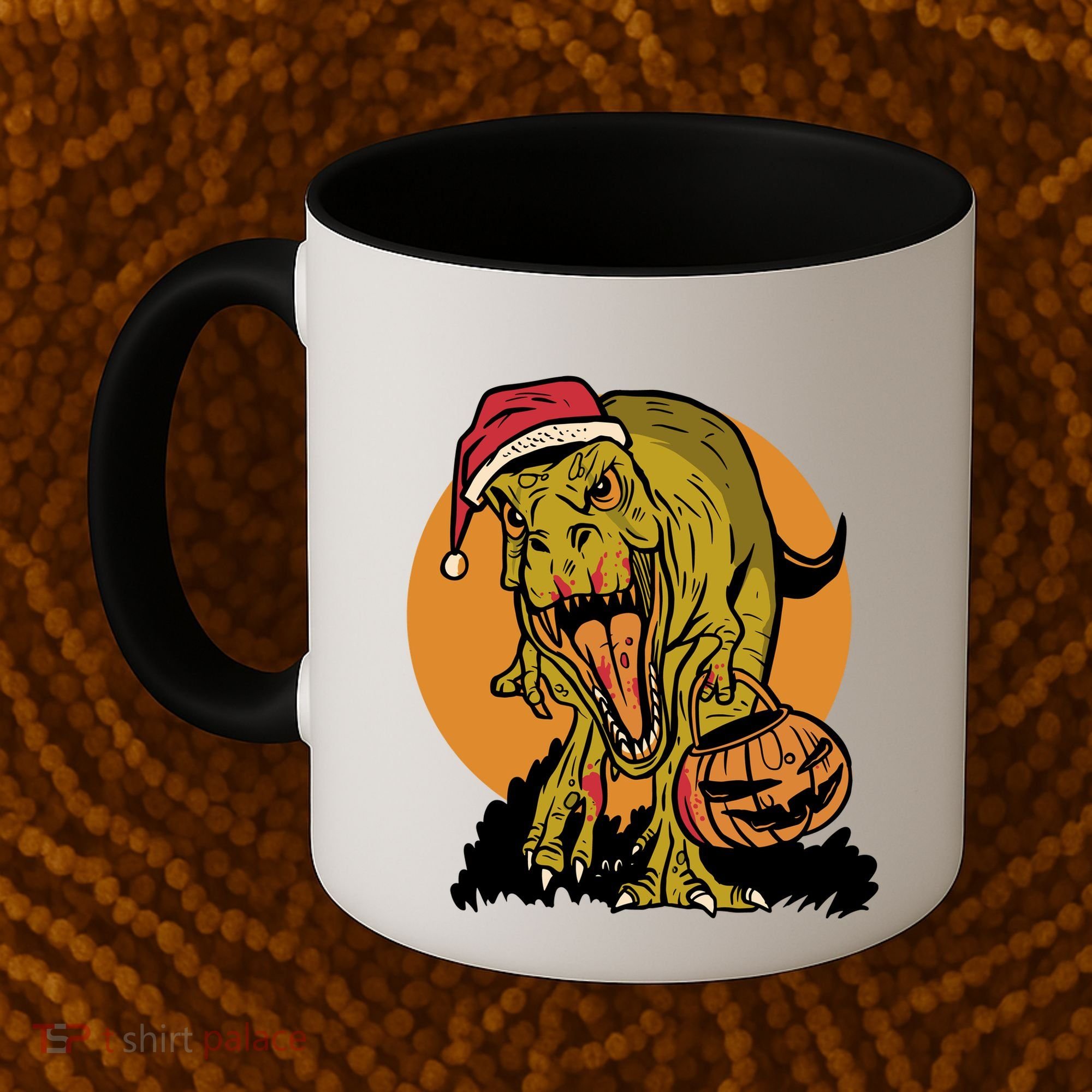 TRex Santa Trick Or Treating Halloween Funny Coffee Mug