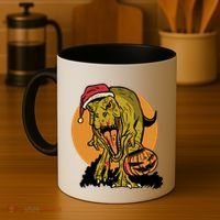 TRex Santa Trick Or Treating Halloween Funny Coffee Mug thumb 4