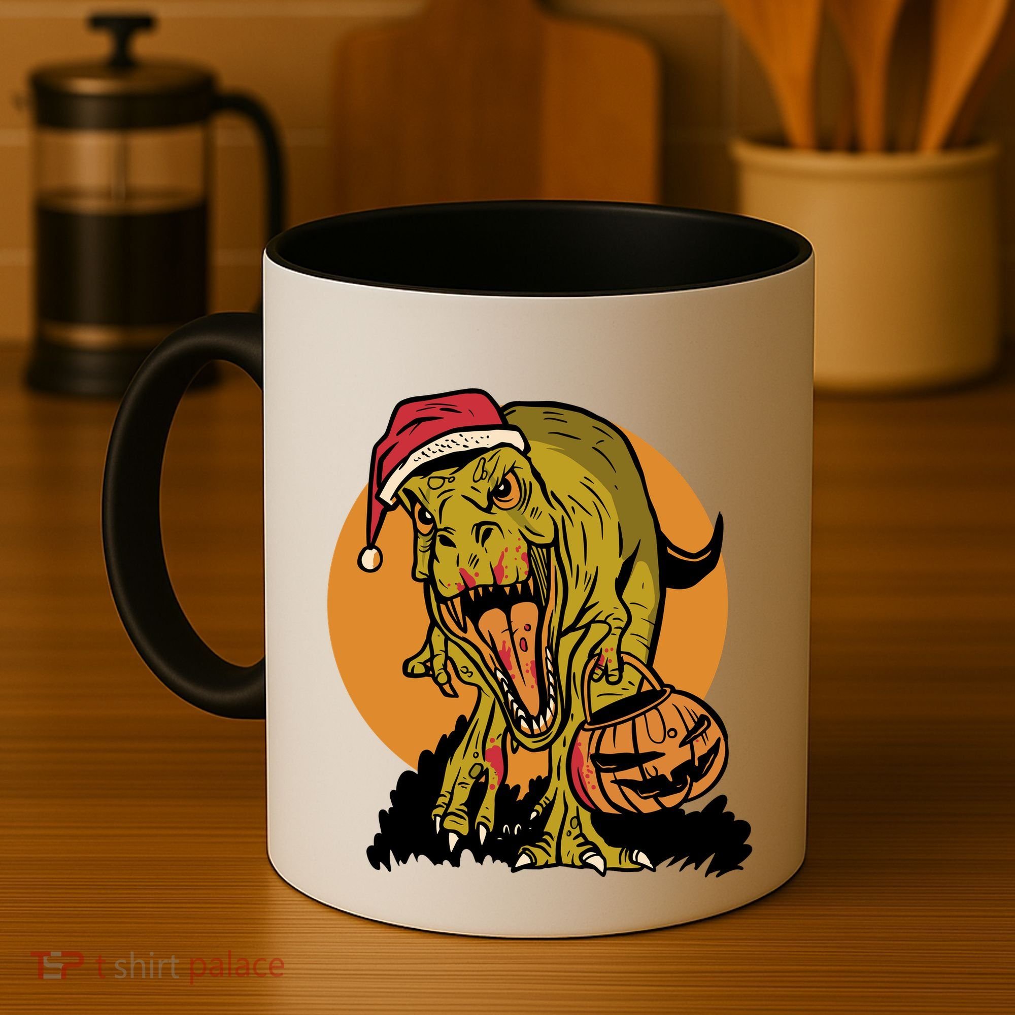 TRex Santa Trick Or Treating Halloween Funny Coffee Mug