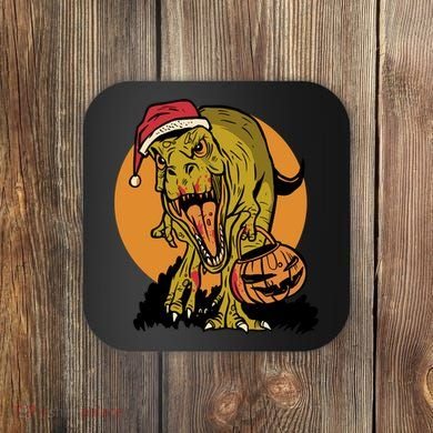 TRex Santa Trick Or Treating Halloween Funny Coaster