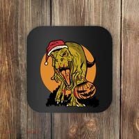 TRex Santa Trick Or Treating Halloween Funny Coaster thumb 0