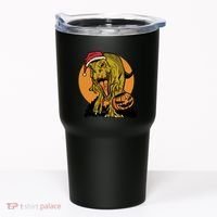 TRex Santa Trick Or Treating Halloween Funny Tumbler thumb 0