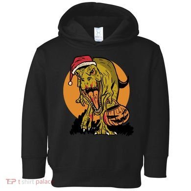 TRex Santa Trick Or Treating Halloween Funny Toddler Hoodie