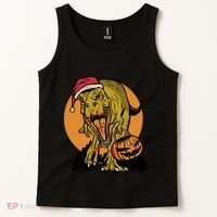 TRex Santa Trick Or Treating Halloween Funny Tank Top thumb 2