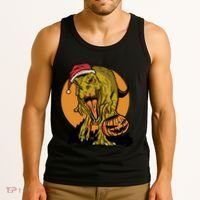 TRex Santa Trick Or Treating Halloween Funny Tank Top thumb 3