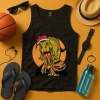 TRex Santa Trick Or Treating Halloween Funny Tank Top thumb 4