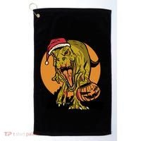 TRex Santa Trick Or Treating Halloween Funny Golf Towel thumb 0