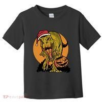 TRex Santa Trick Or Treating Halloween Funny Toddler T-Shirt thumb 0