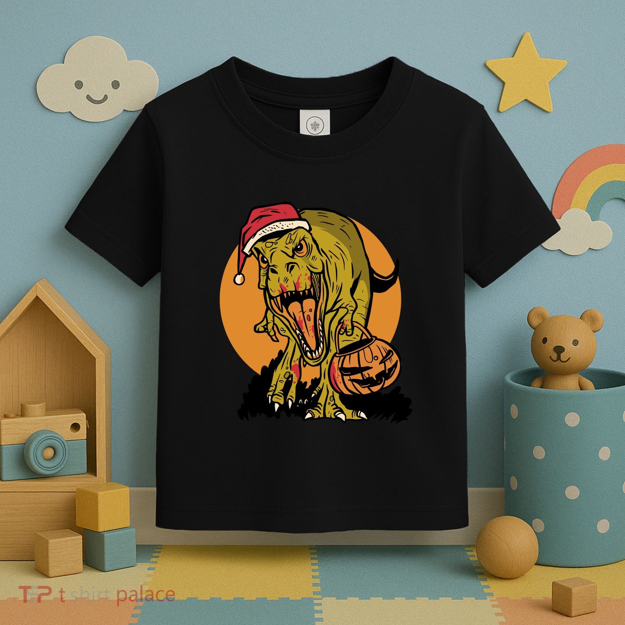 TRex Santa Trick Or Treating Halloween Funny Toddler T-Shirt