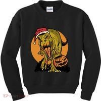 TRex Santa Trick Or Treating Halloween Funny Kids Sweatshirt thumb 0