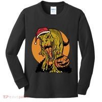 TRex Santa Trick Or Treating Halloween Funny Kids Long Sleeve Shirt thumb 0