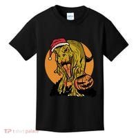 TRex Santa Trick Or Treating Halloween Funny Kids T-Shirt thumb 0