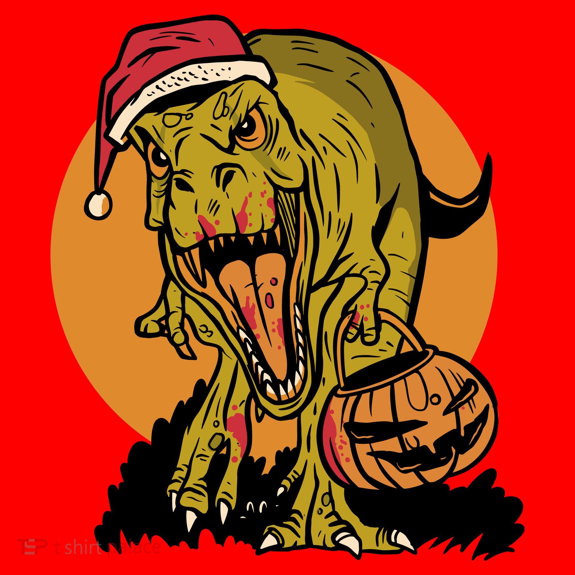 TRex Santa Trick Or Treating Halloween Funny Santa Hat
