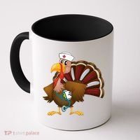 Thanksgiving Scrub Tops Turkey Nurse Gift Holiday Nursing Cool Gift Coffee Mug thumb 0