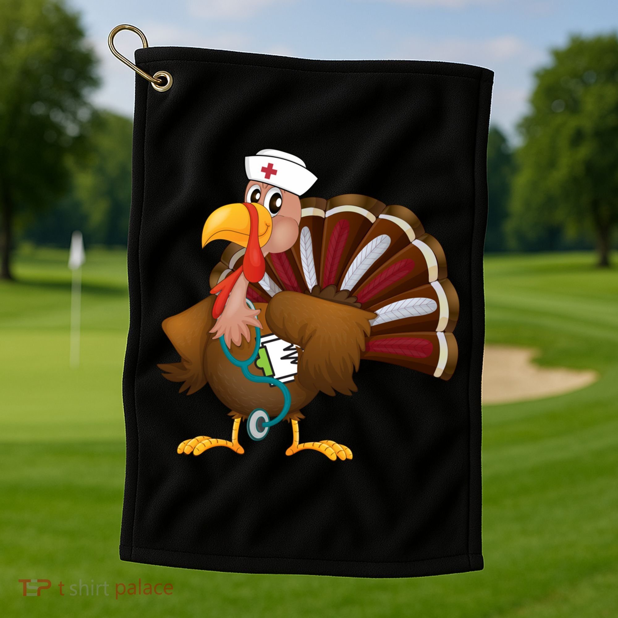 Thanksgiving Scrub Tops Turkey Nurse Gift Holiday Nursing Cool Gift Golf Towel
