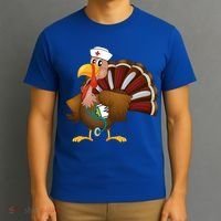 Thanksgiving Scrub Tops Turkey Nurse Gift Holiday Nursing Cool Gift T-Shirt thumb 3